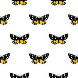 Seamless pattern with vintage night butterflies 