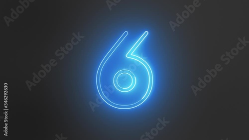 Blue Neon Sign Numbers Counting Up From 6 to 10