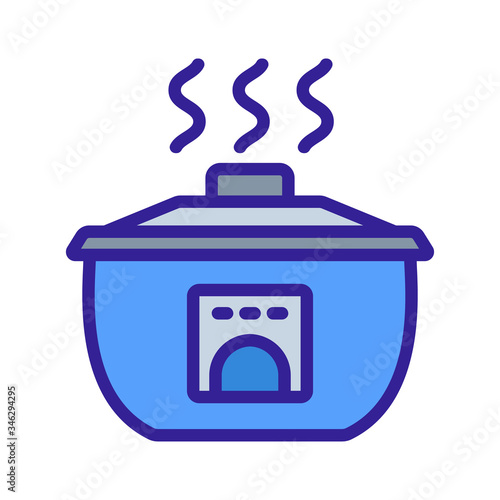 semi-oval multicooker in action icon vector. semi-oval multicooker in action sign. color symbol illustration