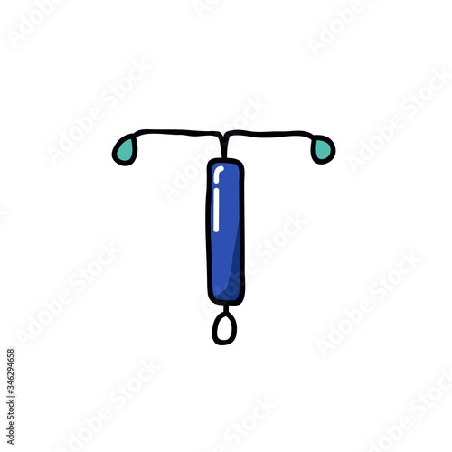 intrauterine device doodle icon, vector illustration