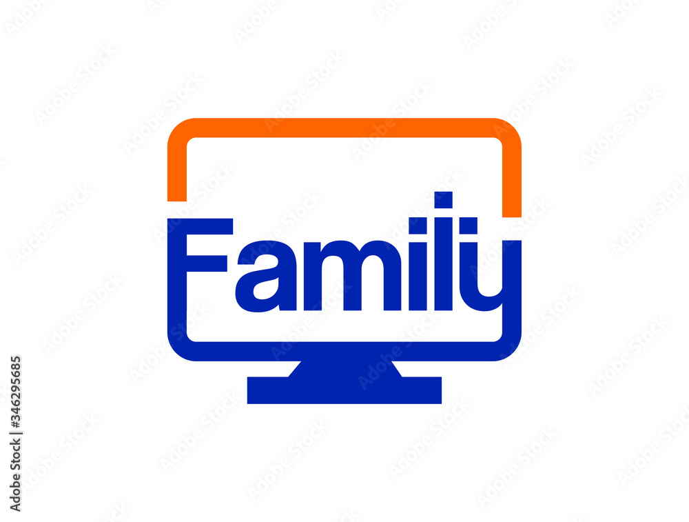 A vector Illustration of smart family in computing logo vector format with blue and orange color A vector Illustration of smart family in computing logo vector format with blue and orange color