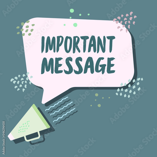 An illustration of a loudspeaker with an abstract banner that says Important message. Banner for business, web pages, marketing and advertising. Vector flat illustration.