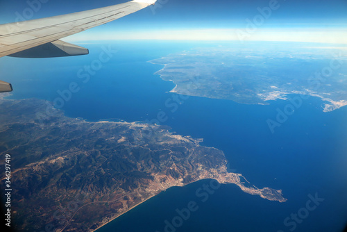 Aerial photo of the Strait of Gibraltar, Spain and Morocco photo