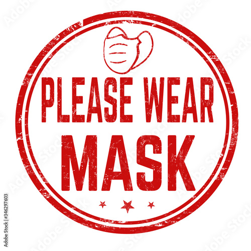 Please wear mask sign or stamp