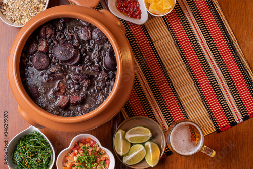  Feijoada. Typical Brazilian food with black beans, pork meat and sausage