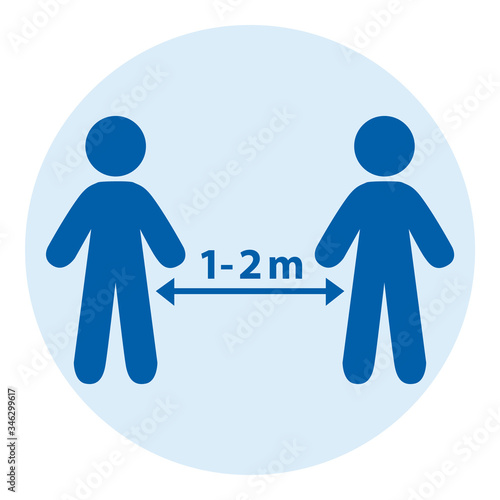 Social distancing between two people. 1-2 meters. vector illustration.