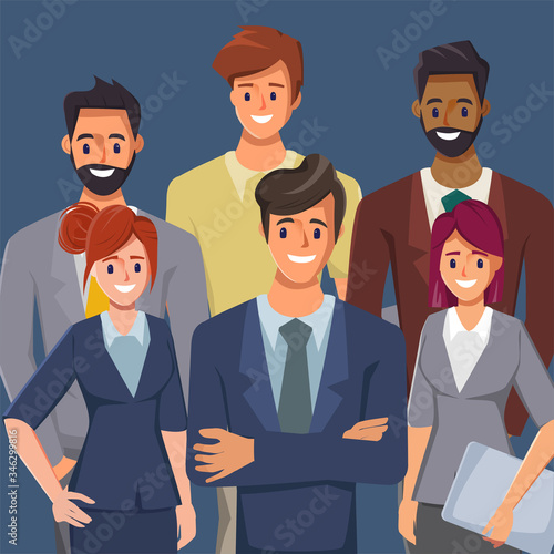 Businessman and businesswoman cartoon character on white background. Teamwork concept design. Flat vector illustration.