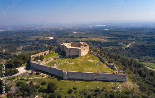 Village Kastro, Medieval Chlemoutsi ("Clermont") castle in Greece, Peloponnese, Kyllini-Andravida