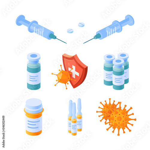 Immune system icon in isometric view, vector