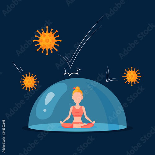 Protective bubble concept in cartoon style, vector