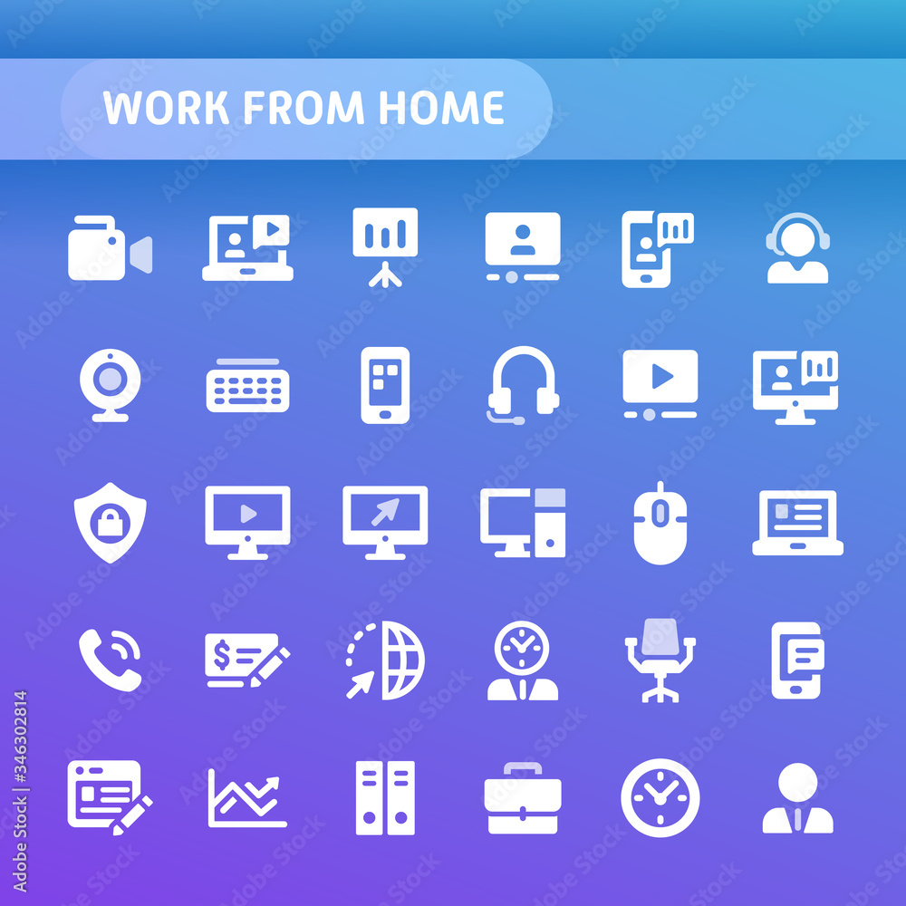 Work from Home Order Vector Icon Set.