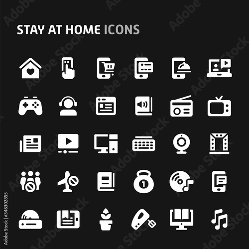 Stay at Home Order Vector Icon Set.