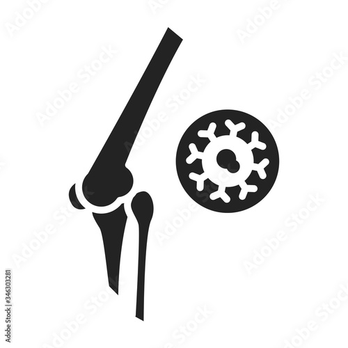 Bone cancer black glyph icon. Malignant neoplasm. Oncology. Isolated vector element. Pictogram for web page, mobile app, promo.
