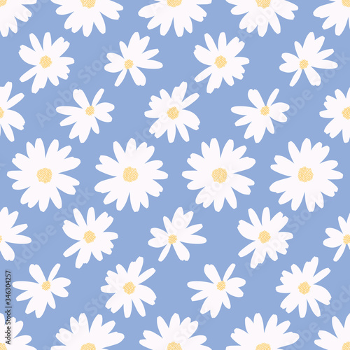 Simple daisy flower background pattern vector. Minimalist floral seamless illustration.
