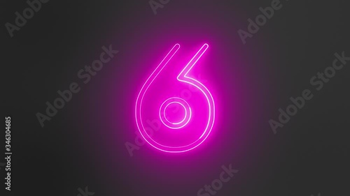 Pink Neon Sign Numbers Counting Up From 6 to 10