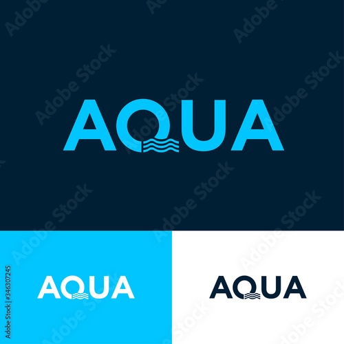 Aqua logo. Letter Q with thin wavy elements. Emblem for cosmetics or clothes for swimming. Spa or water club emblem on a different backgrounds.