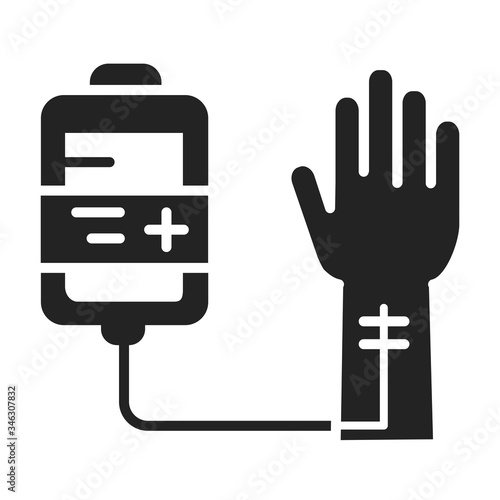 Chemotherapy black glyph icon. Medical treatment. Intensive therapy. Isolated vector element. Pictogram for web page, mobile app, promo.