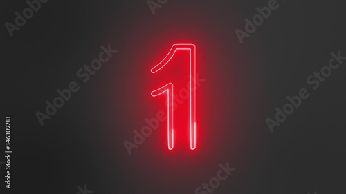 Red Neon Sign Numbers Counting Up From 1 to 5