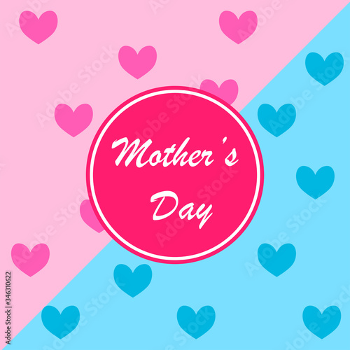 vector design for Happy Mother's Day greetings pink background and blue color