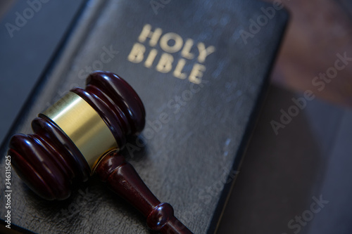Judge's gavel and holy bible