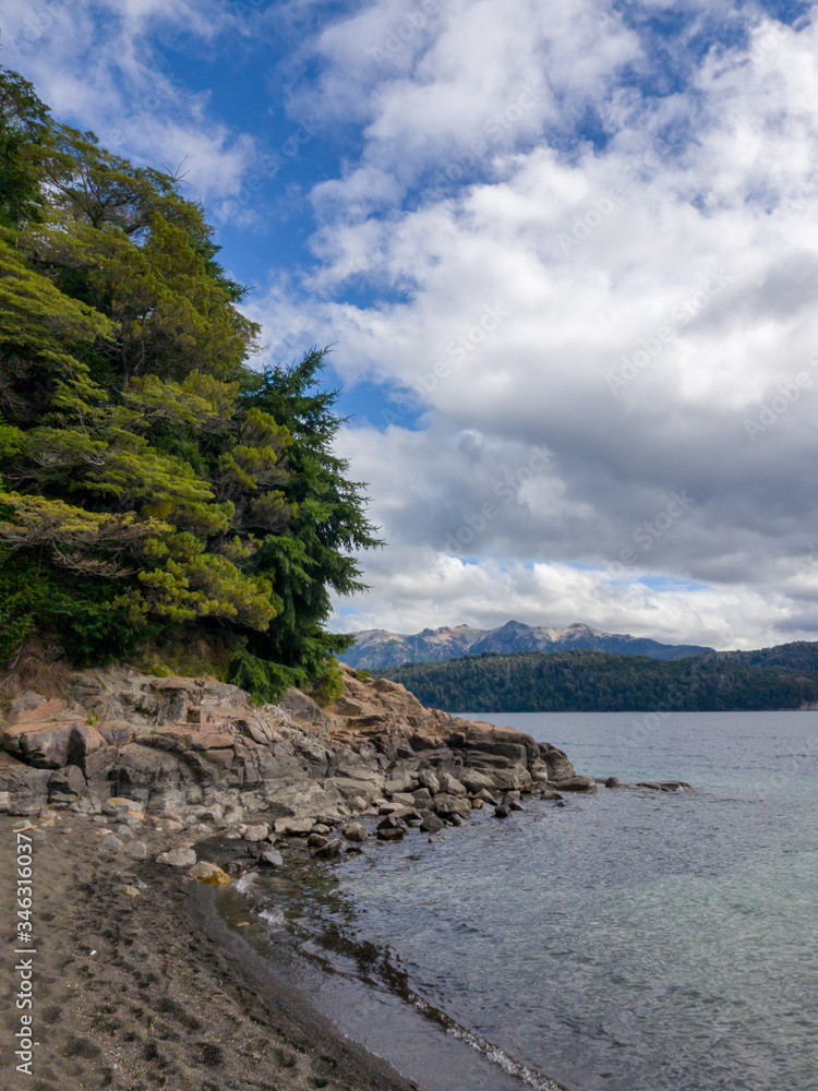 lakes, trees and mountains at patagonia