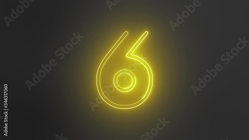 Yellow Neon Sign Numbers Counting Up From 6 to 10