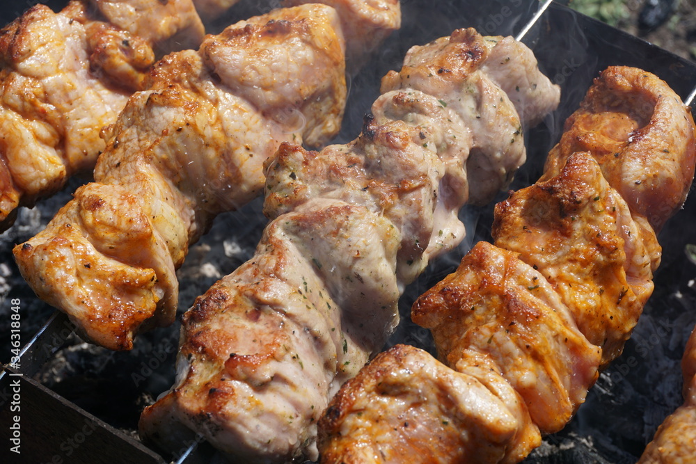 meat on the grill. Shick kebab on the grill meat on the grill. Shick kebab on the grill