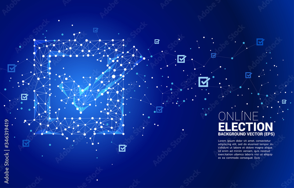 Check box icon from dot connect line polygon network. concept for election vote theme background. Check box icon from dot connect line polygon network. concept for election vote theme background.