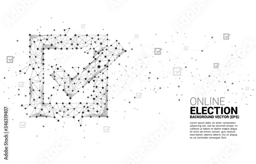 Check box icon from dot connect line polygon network. concept for election vote theme background.