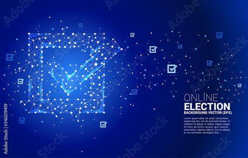 Check box icon from dot connect line polygon network. concept for election vote theme background.