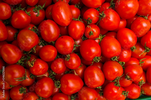 Red Tomatoes In The Box On Market.