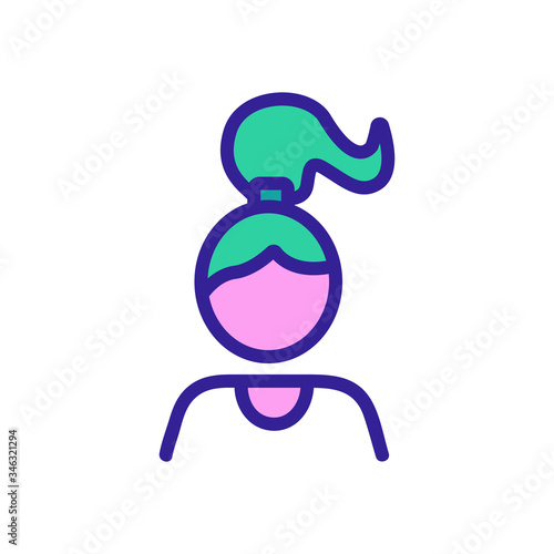 girl with high long tail icon vector. girl with high long tail sign. color symbol illustration
