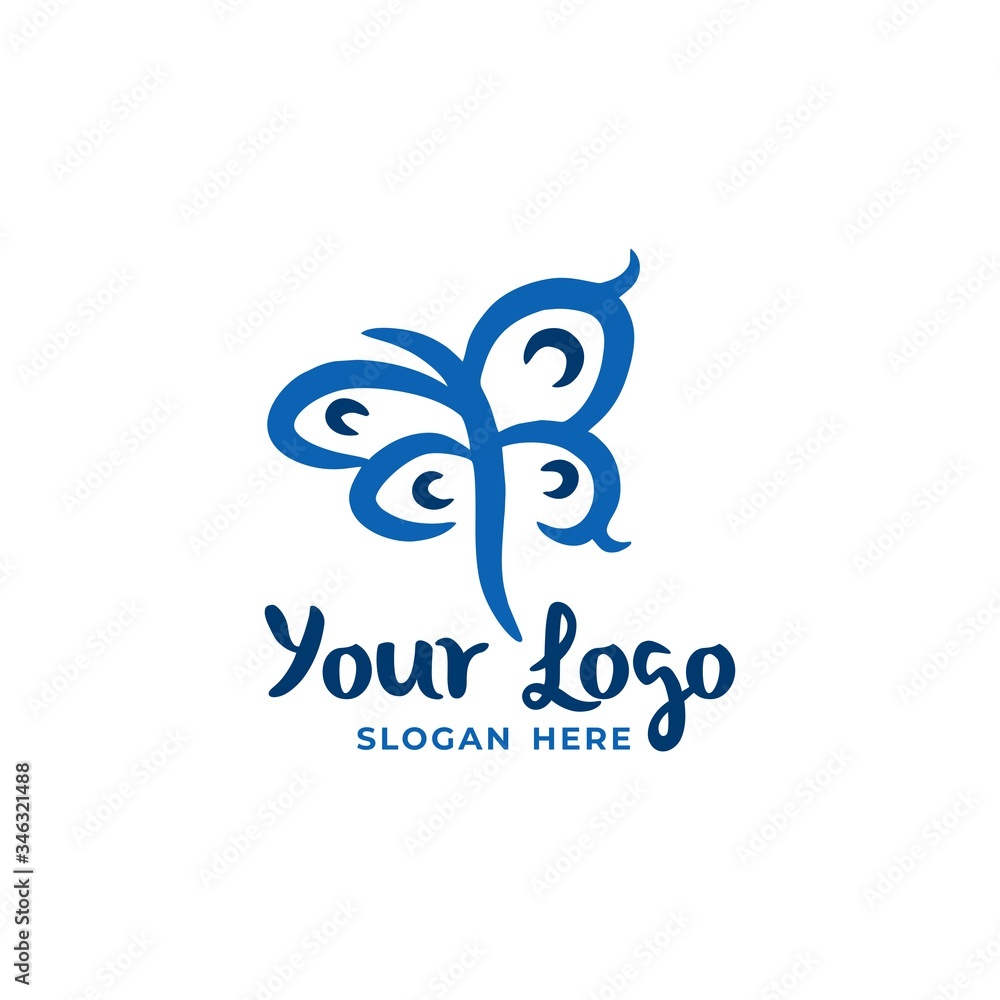 Obraz premium Abstract Blue Butterfly Logo Template