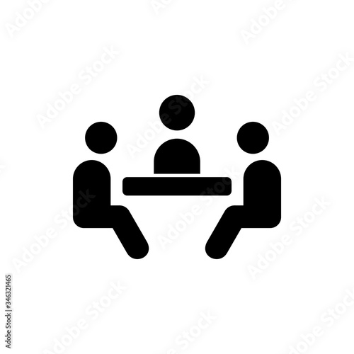 Meeting glyph icon design. Job interview sign illustration. Black glyph vector icon.