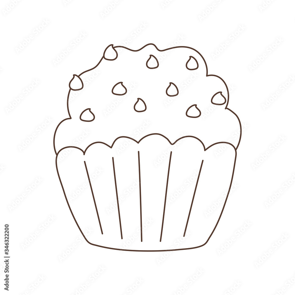 chocolate cupcake dessert isolated icon white background linear design chocolate cupcake dessert isolated icon white background linear design