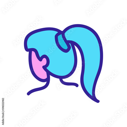 ponytail hairstyle rear view icon vector. ponytail hairstyle rear view sign. color symbol illustration