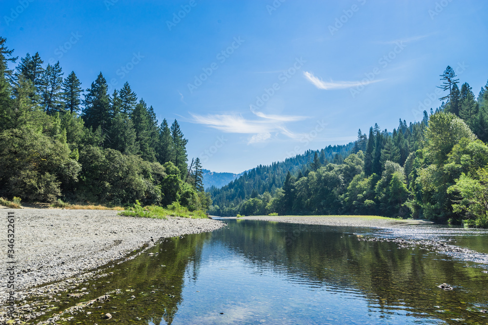 Wide river in Redwood National Park