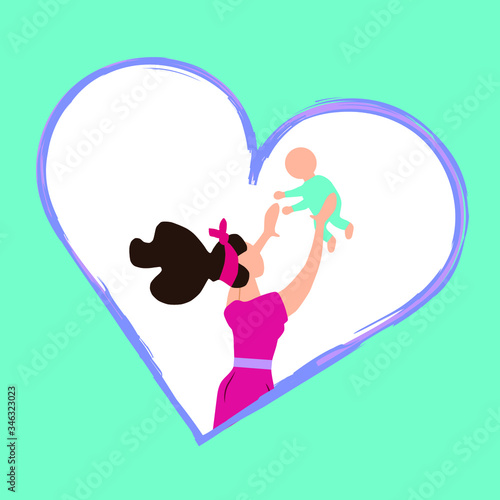 The mother holds the child in her arms. Great love mom. Vector illustration eps 10