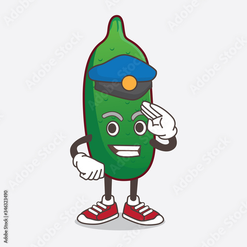 Finger Lime cartoon mascot character working as a Police officer