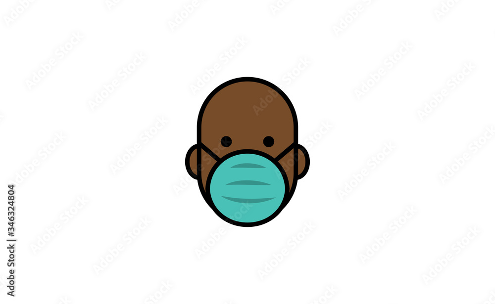 Man icon with medical face protection mask. Protective surgical mask for coronavirus prevention. Linear art vector. Man icon with medical face protection mask. Protective surgical mask for coronavirus prevention. Linear art vector.
