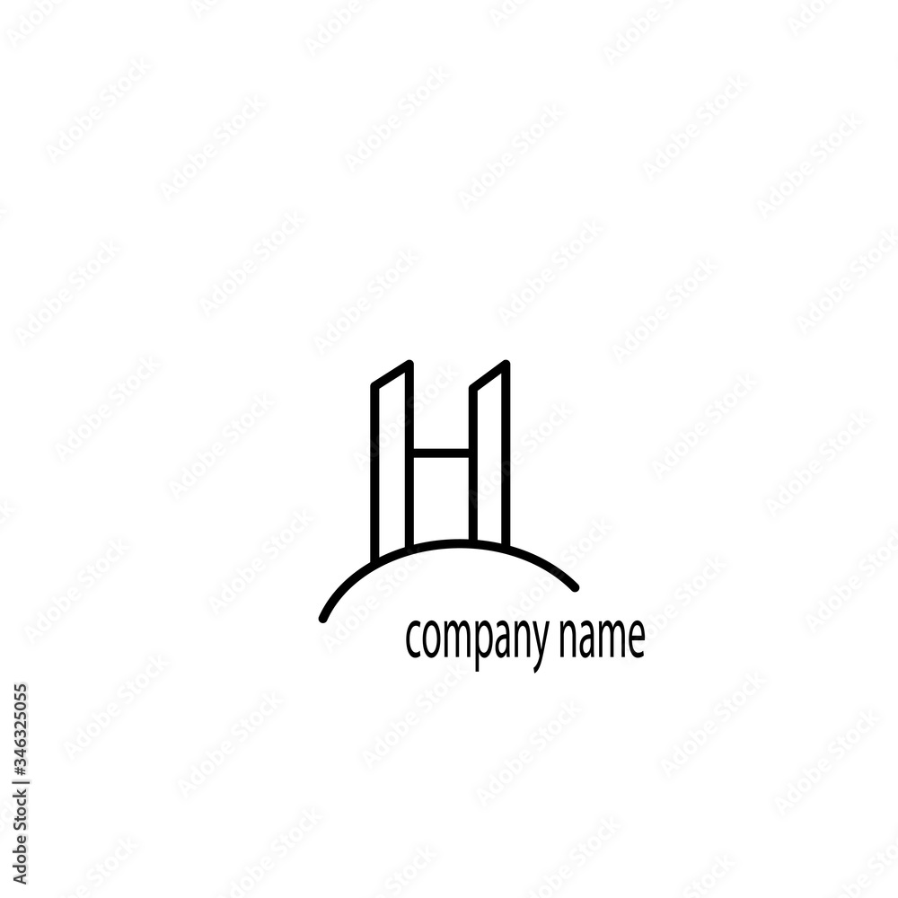 letter H illustration of a simple line logo building. vector design letter H illustration of a simple line logo building. vector design