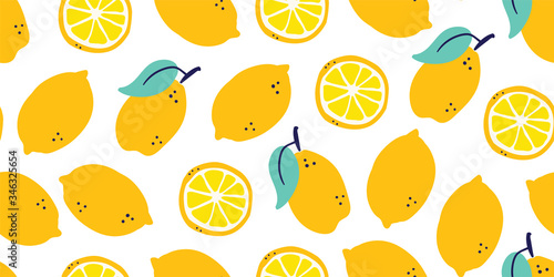 lemons fruits seamless pattern, juicy design