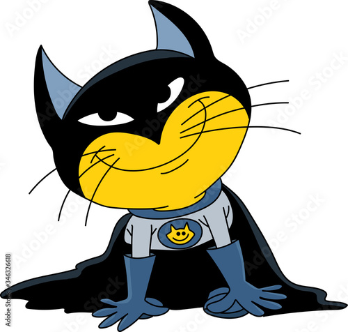 Cartoon cat dressed like a superhero vector illustration