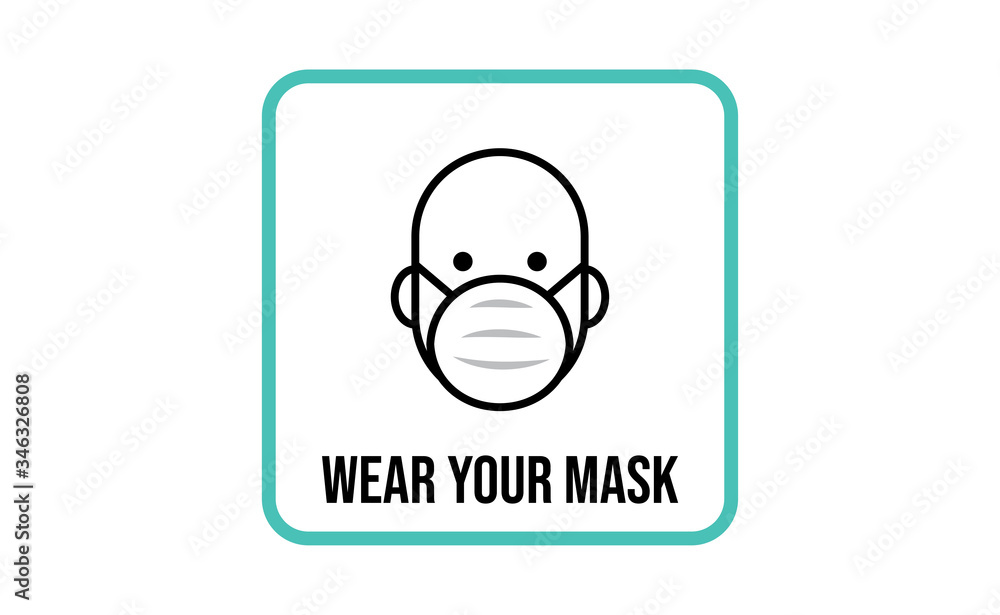 Medical face protection mask icon. Man using protective surgical mask for coronavirus prevention. Linear art vector. Medical face protection mask icon. Man using protective surgical mask for coronavirus prevention. Linear art vector.