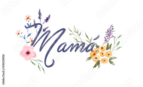 Mother s day spanish flower watercolor mom quote