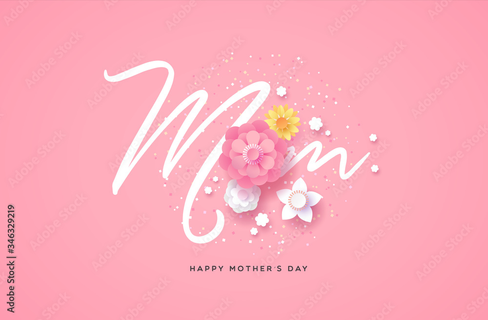 Happy mother's day papercut flower mom card
