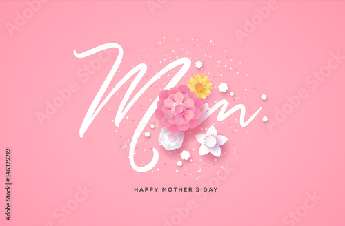 Happy mother's day papercut flower mom card