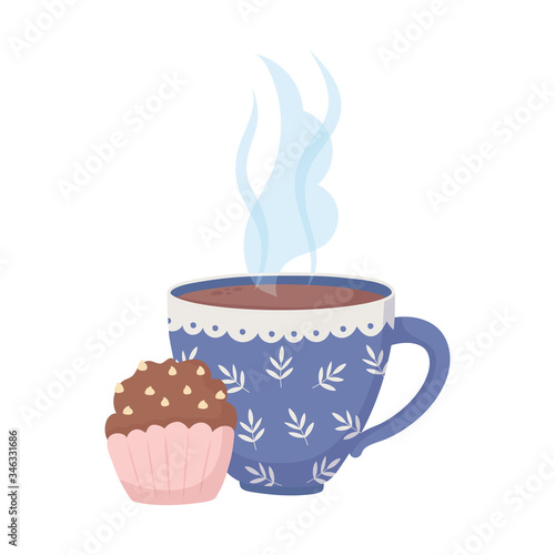 coffee time, tasty cupcake cup fresh aroma beverage