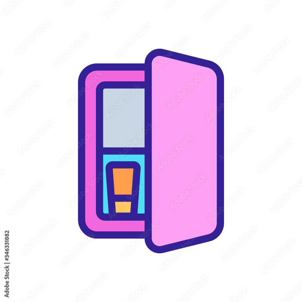 ajar refrigerator with cosmetics icon vector. ajar refrigerator with cosmetics sign. color symbol illustration ajar refrigerator with cosmetics icon vector. ajar refrigerator with cosmetics sign. color symbol illustration