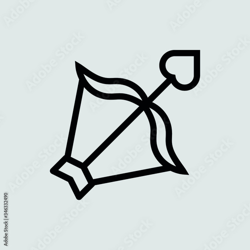 cupid crossbow outline icon for web and mobile app on white background, vector symbol